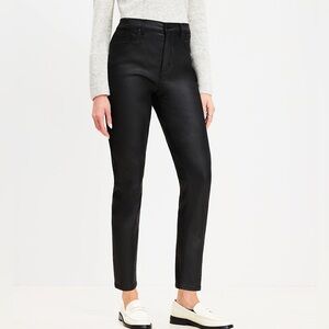 LOFT Size 29/8 Black Coated High Rise Skinny Denim Slim Pocket Jeans NWOT